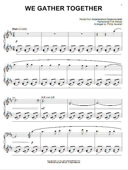 Product picture to: We Gather Together [Classical version] (arr. Phillip Keveren)
