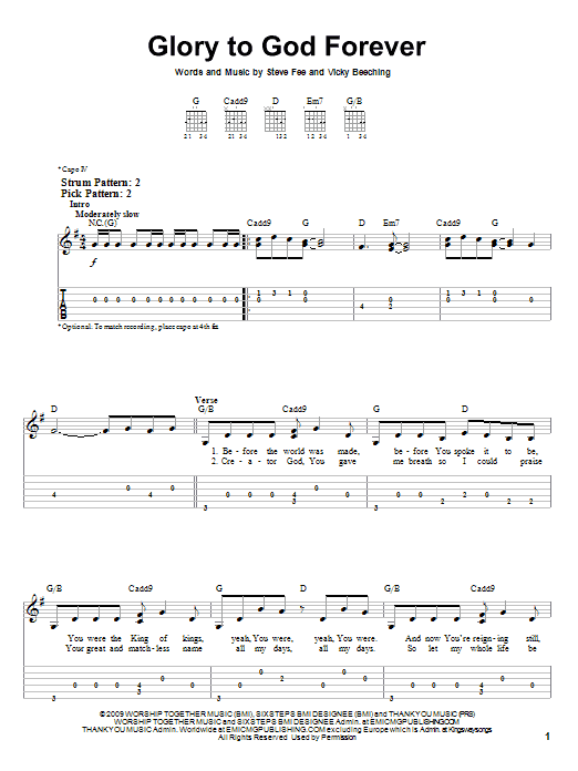 Product gallery: Page 1 of 1 Glory To God Forever, Fee
