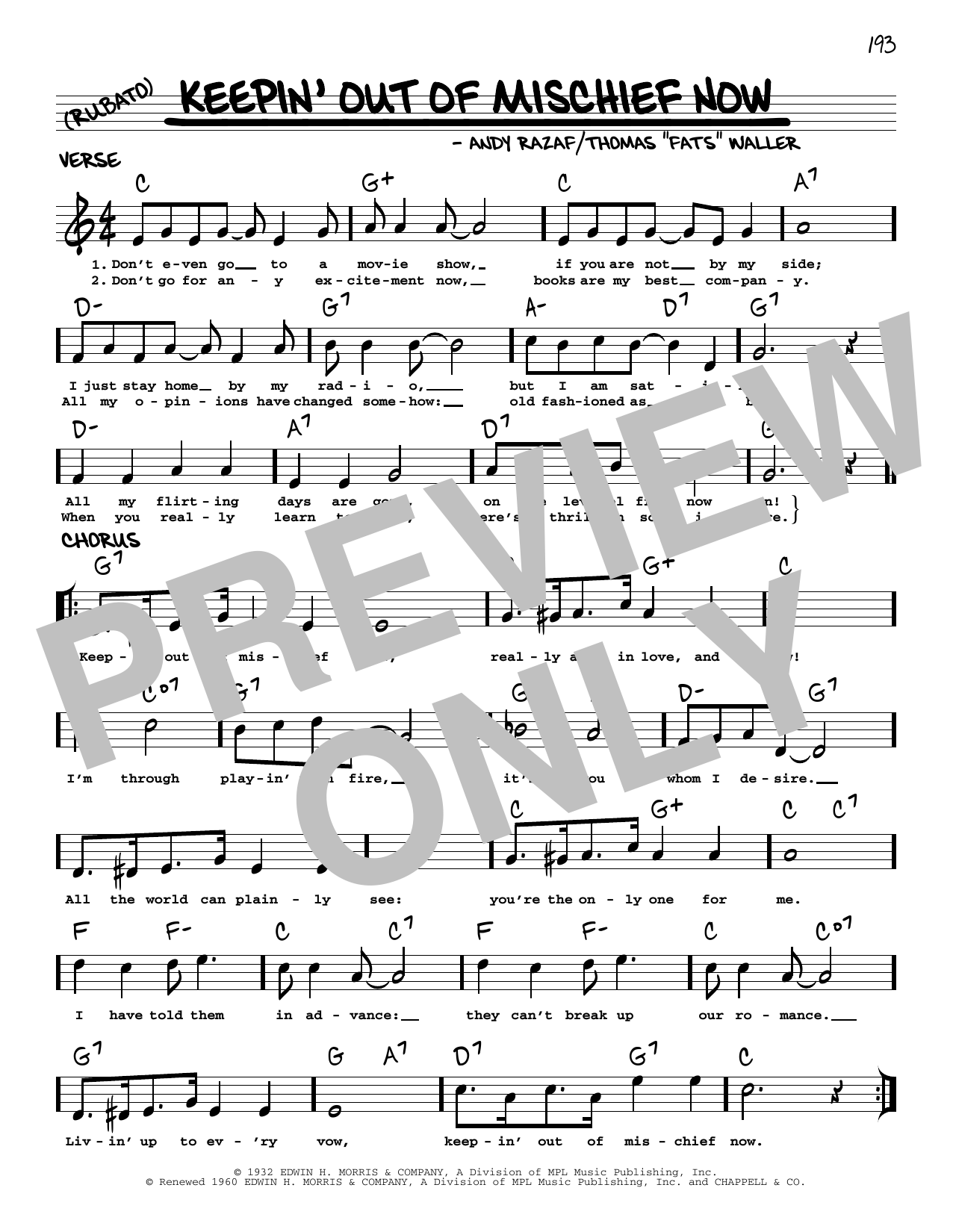 Product picture to: Keepin' Out Of Mischief Now (arr. Robert Rawlins)