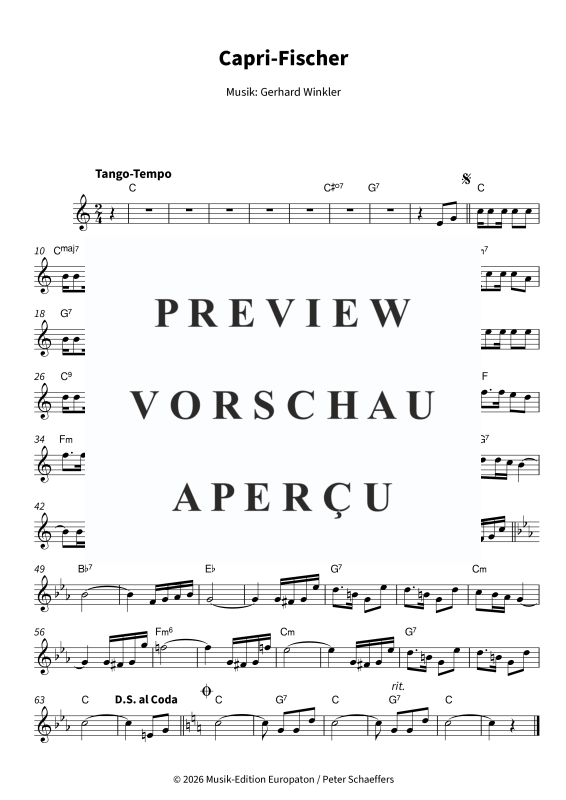 Product gallery: Page 1 of 5 Capri-Fischer, , Solo Violin - Leadsheet