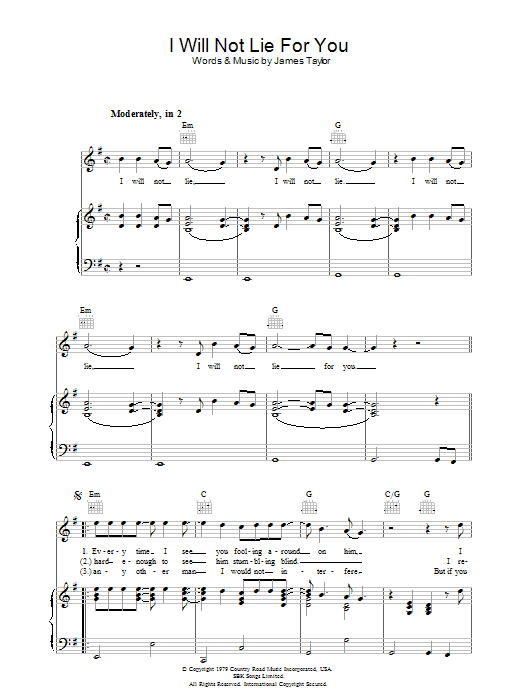Produktgalerie: Seite 1 von 1 I Will Not Lie For You, James Taylor, Gesang, Gitarre, Klavier