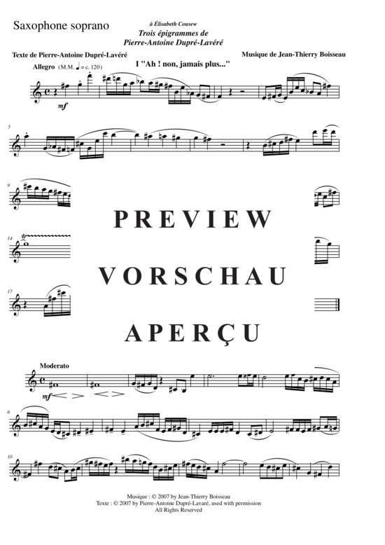 Product gallery: Page 15 of 16 Trois Épigrammes de Pierre-Antoine Dupré-Lavaré , , (baritone voice, soprano saxophone + piano)