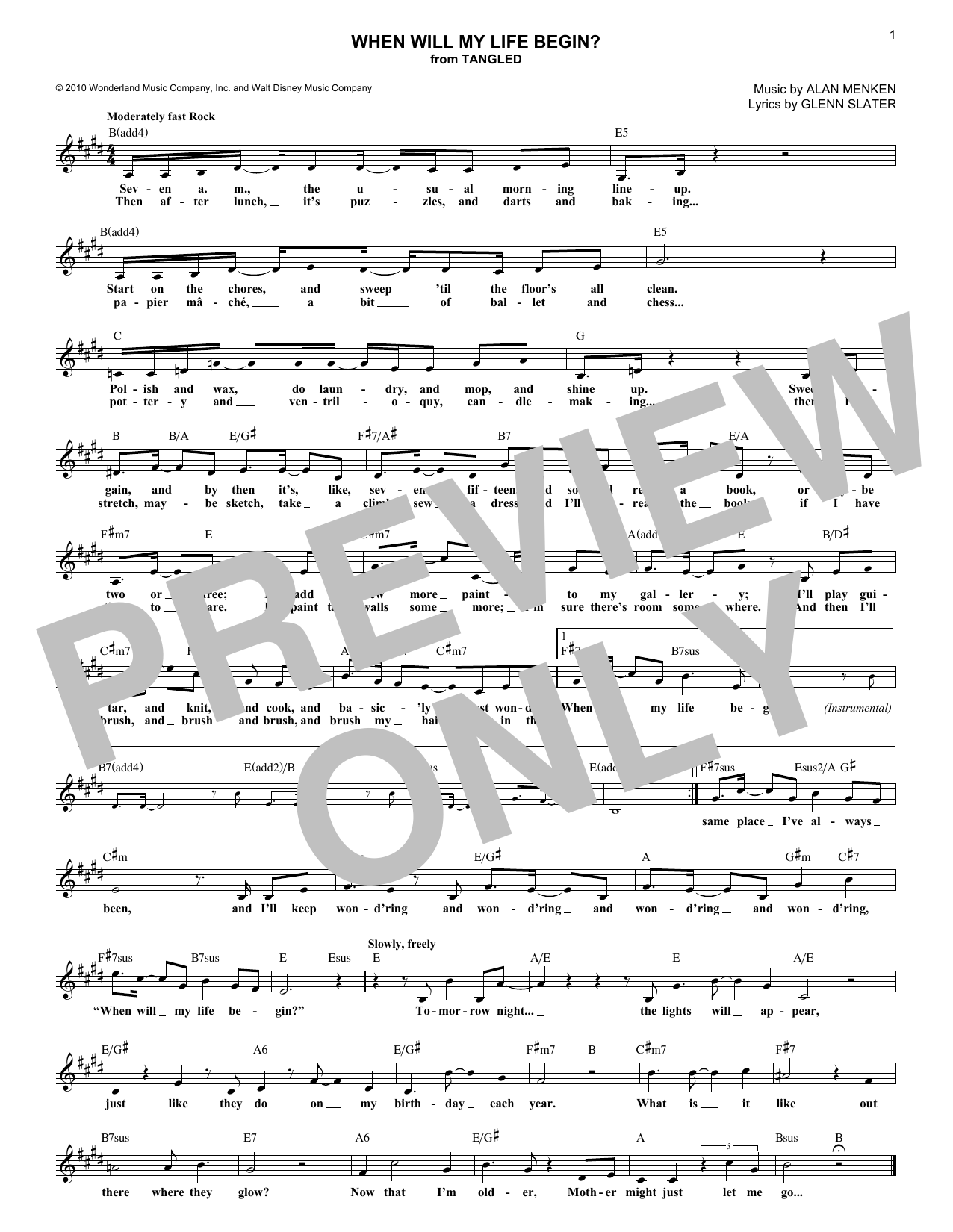 Produktbild zu: When Will My Life Begin? (from Tangled)