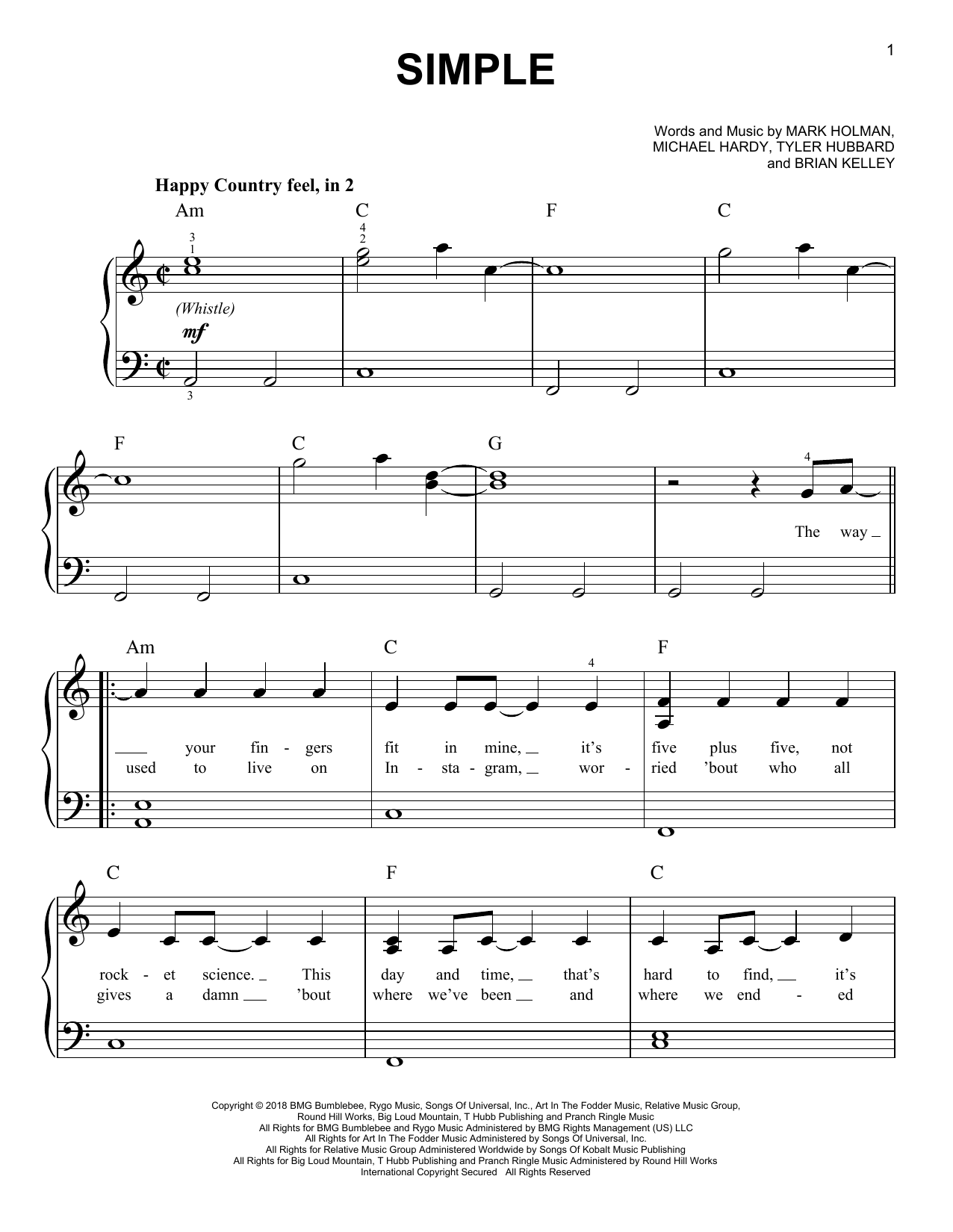 Produktgalerie: Seite 1 von 1 Simple, Florida Georgia Line, Klavier