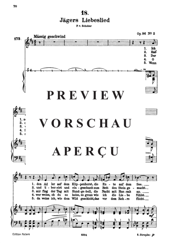 gallery: Jägers Liebeslied D.909 , , (Gesang hoch + Klavier)