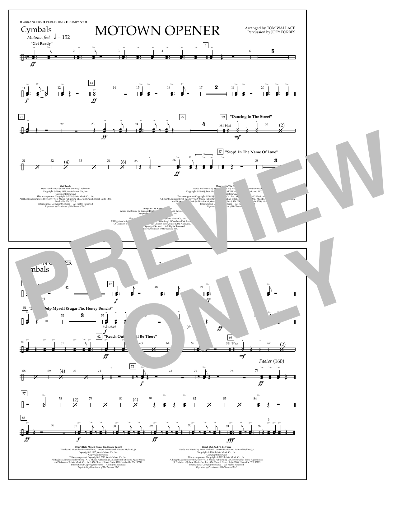 Product picture to: Motown Theme Show Opener (arr. Tom Wallace) - Cymbals