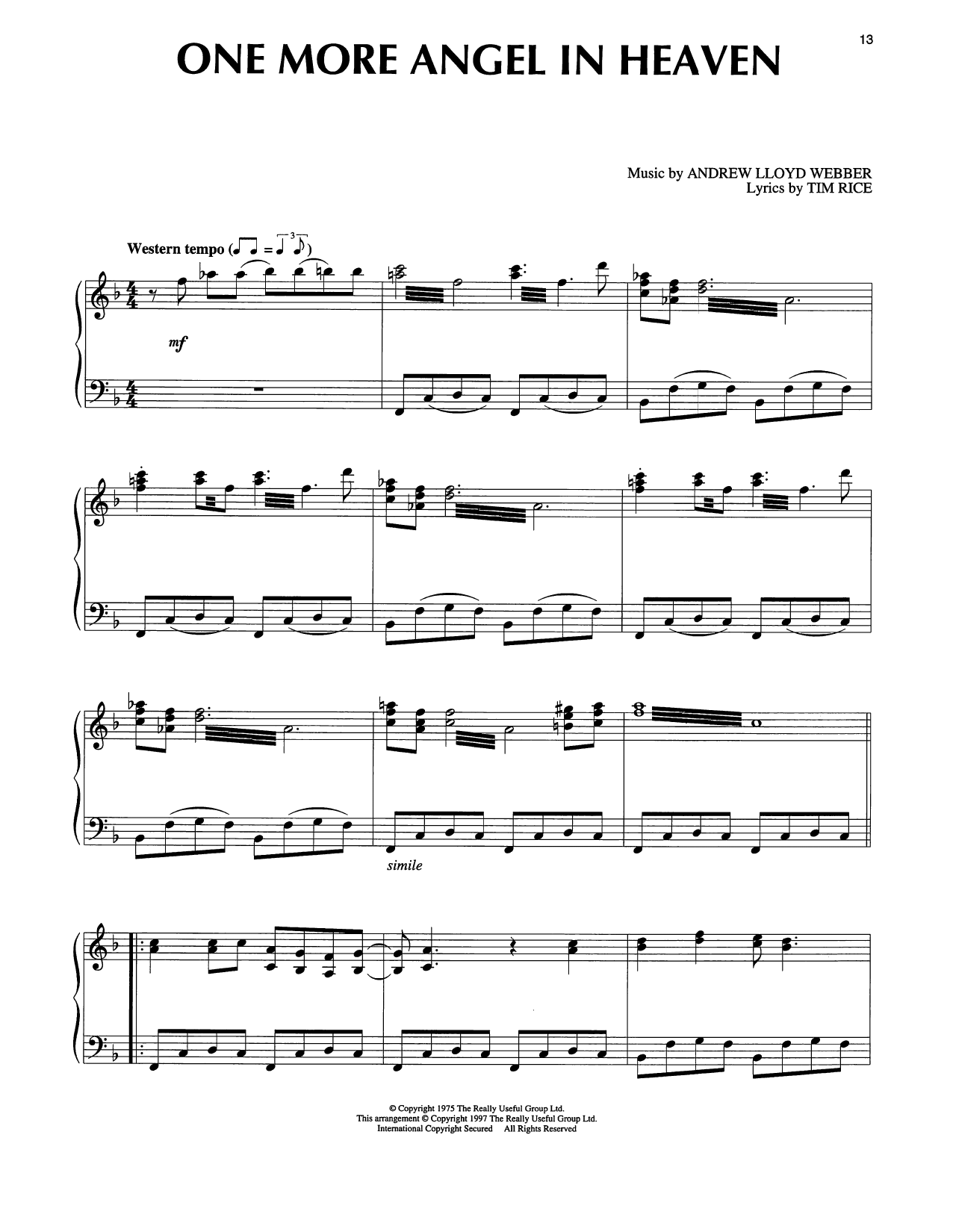 Produktgalerie: Seite 1 von 1 One More Angel In Heaven (from Joseph And The Amazing Technicolor Dreamcoat), Tim Rice, Klavier
