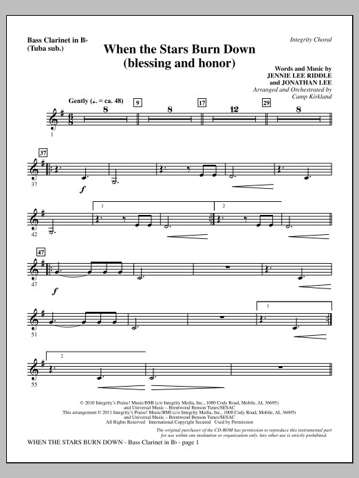 Produktgalerie: Seite 1 von 1 When The Stars Burn Down (Blessing And Honor) - Bass Clarinet (sub. Tuba), Camp Kirkland, Chor