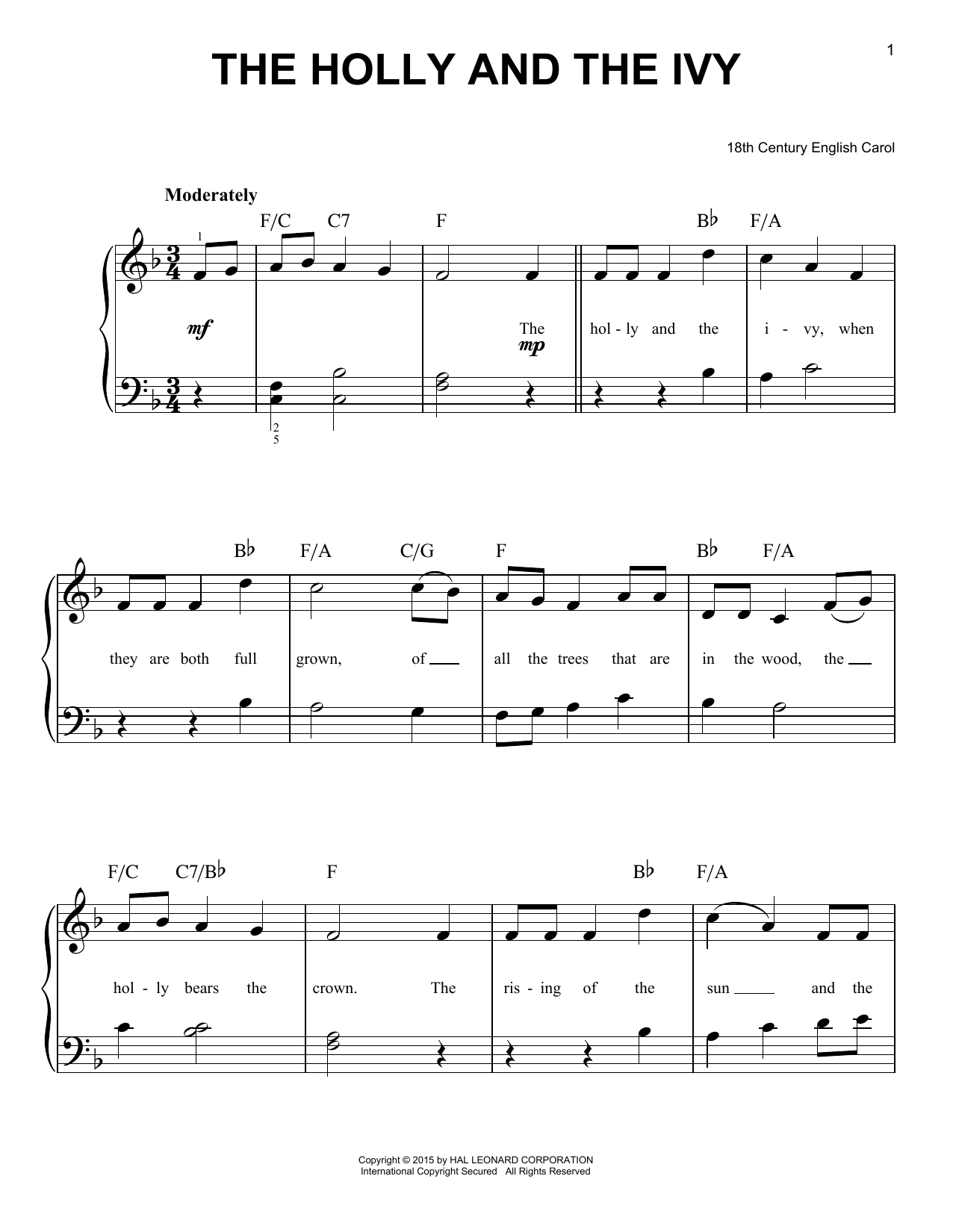 Produktgalerie: Seite 1 von 1 The Holly And The Ivy, 18th Century English Carol, Klavier