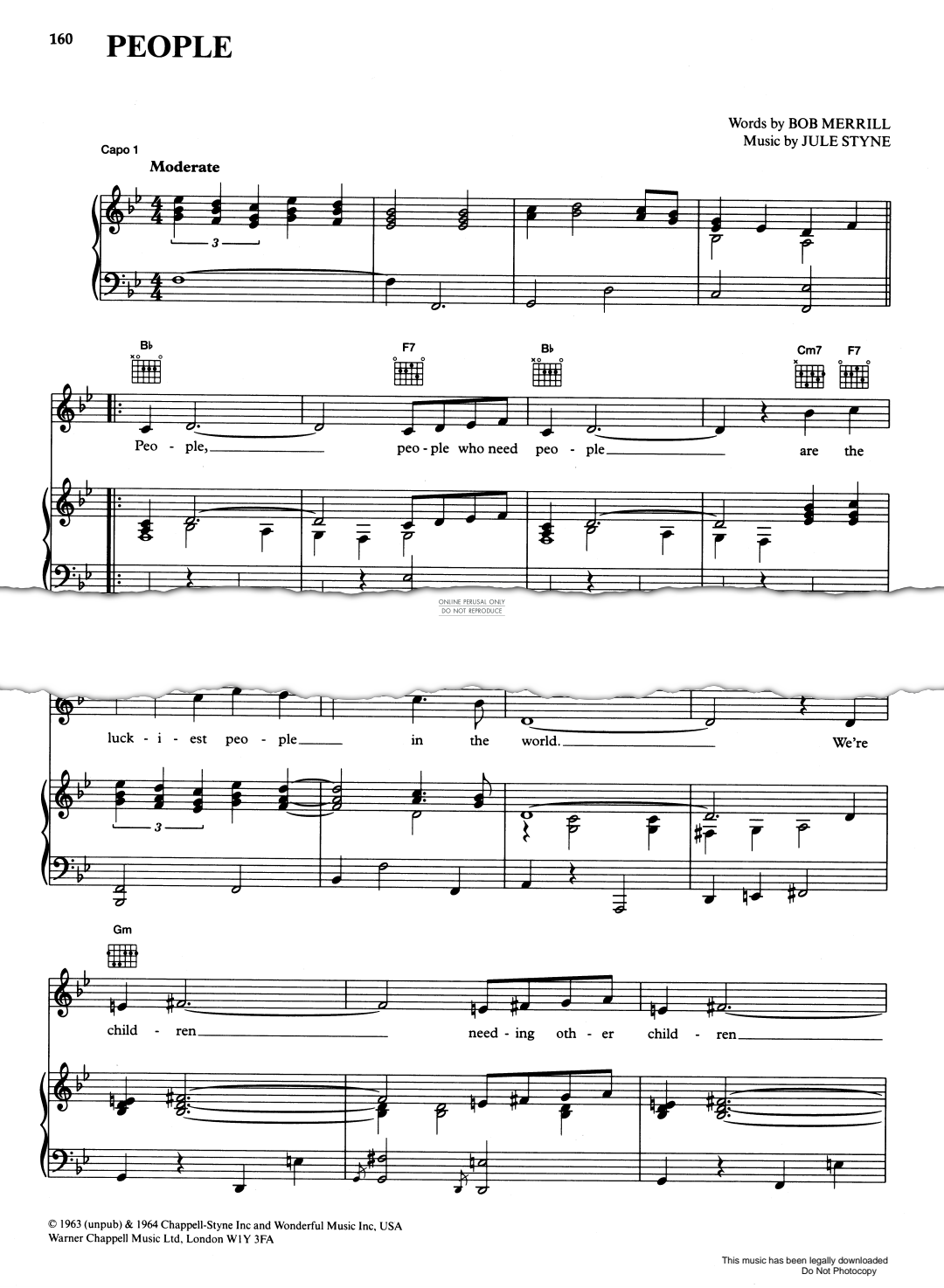 Product gallery: Page 1 of 1 People (from 'Funny Girl'), Jule Styne