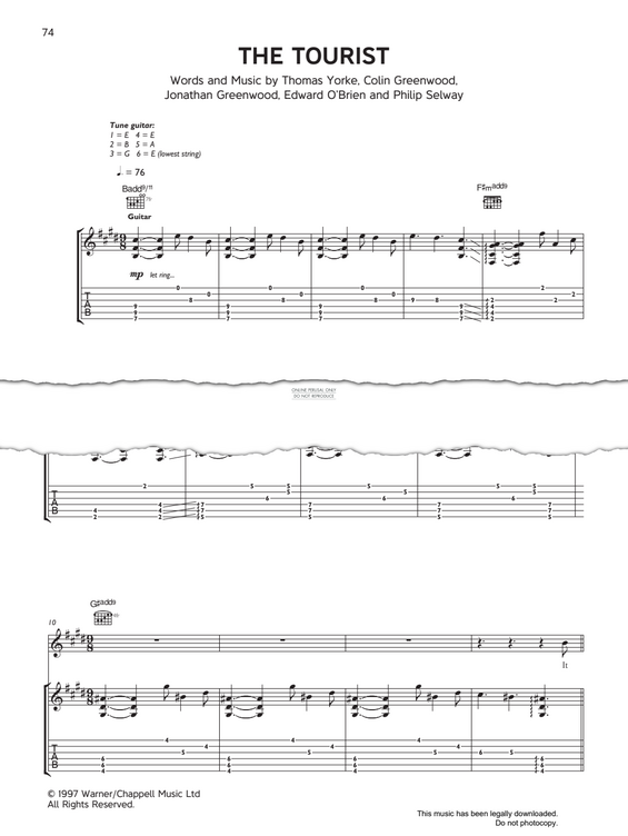 Produktgalerie: Seite 1 von 1 The Tourist, Radiohead, Gesang, Gitarre