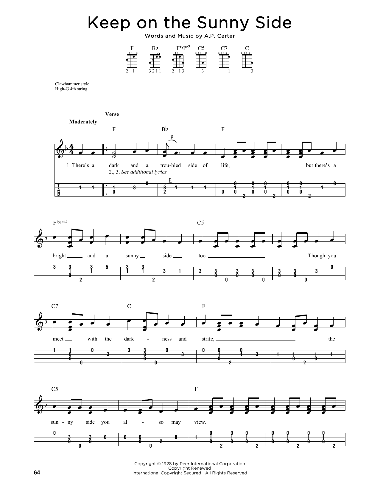 Product gallery: Page 1 of 1 Keep On The Sunny Side (arr. Jim Schustedt), The Carter Family