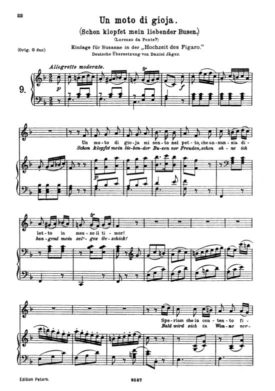 Product picture to: Un moto di gioja (Schon klopfet mein liebender Busen K.579)Wolfgang Amadeus Mozart