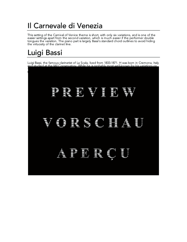 Product gallery: Page 4 of 11 Il Carnevale di Venezia, , (clarinet and piano)