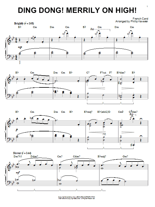 Product gallery: Page 1 of 1 Ding Dong! Merrily On High! [Jazz version] (arr. Phillip Keveren), French Carol