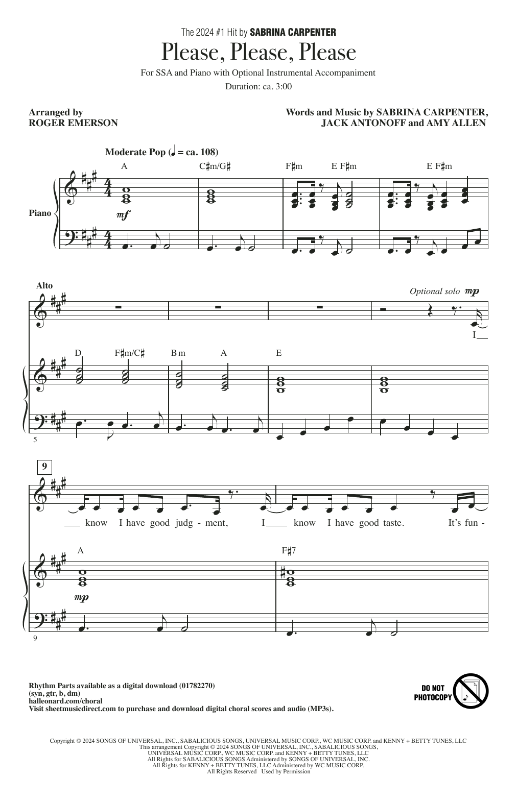 Product gallery: Page 1 of 1 Please Please Please (arr. Roger Emerson), Sabrina Carpenter