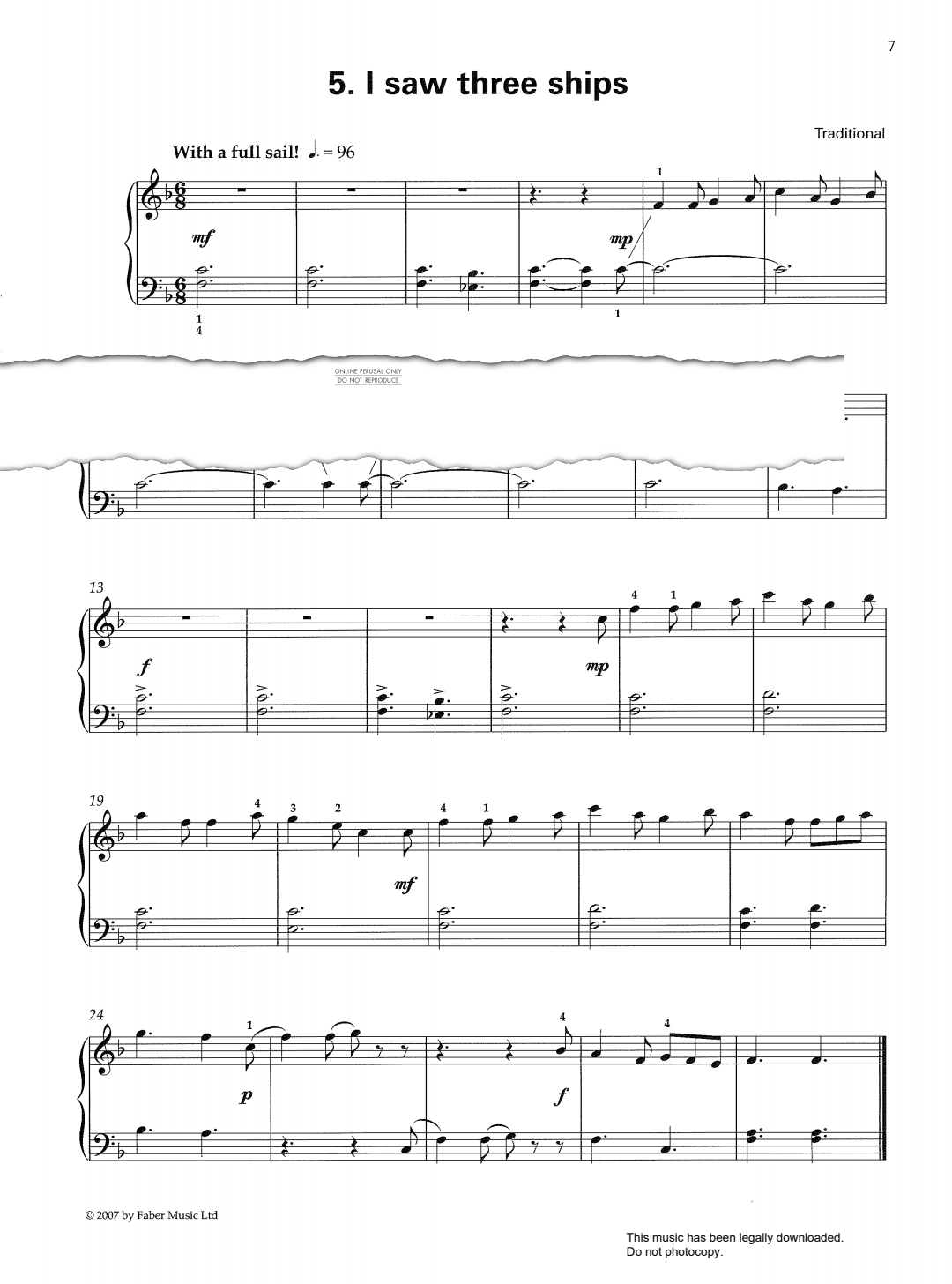 Produktgalerie: Seite 1 von 1 I Saw Three Ships, Traditional, Klavier