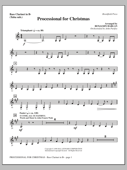 Produktbild zu: Processional For Christmas - Bass Clarinet (sub. Tuba)
