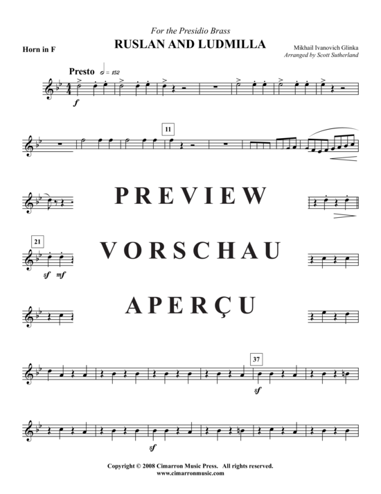 Produktgalerie: Seite 13 von 21 Ruslan and Ludmilla , , (Blechbläserquintett)