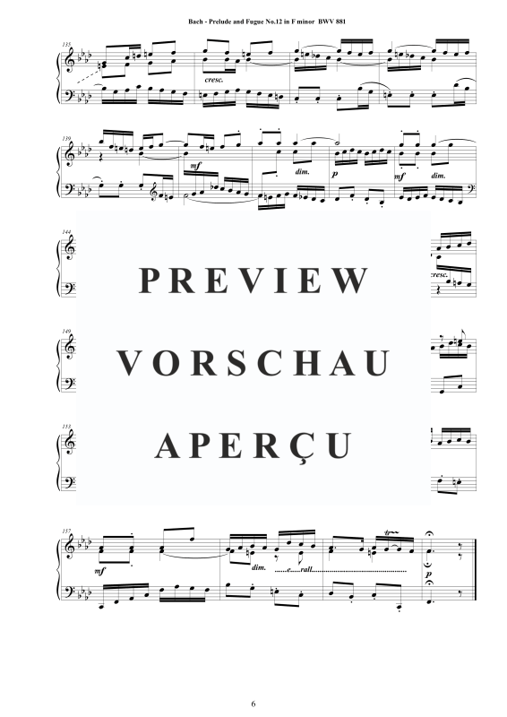 Product gallery: Page 7 of 7 Prelude and Fugue No. 12 in F minor BWV 881, , Solo Piano