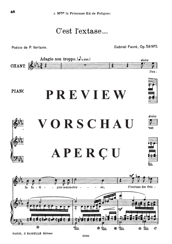 Product gallery: Page 2 of 6 C'est l'extase Op.58 No.5, , High Voice and Piano
