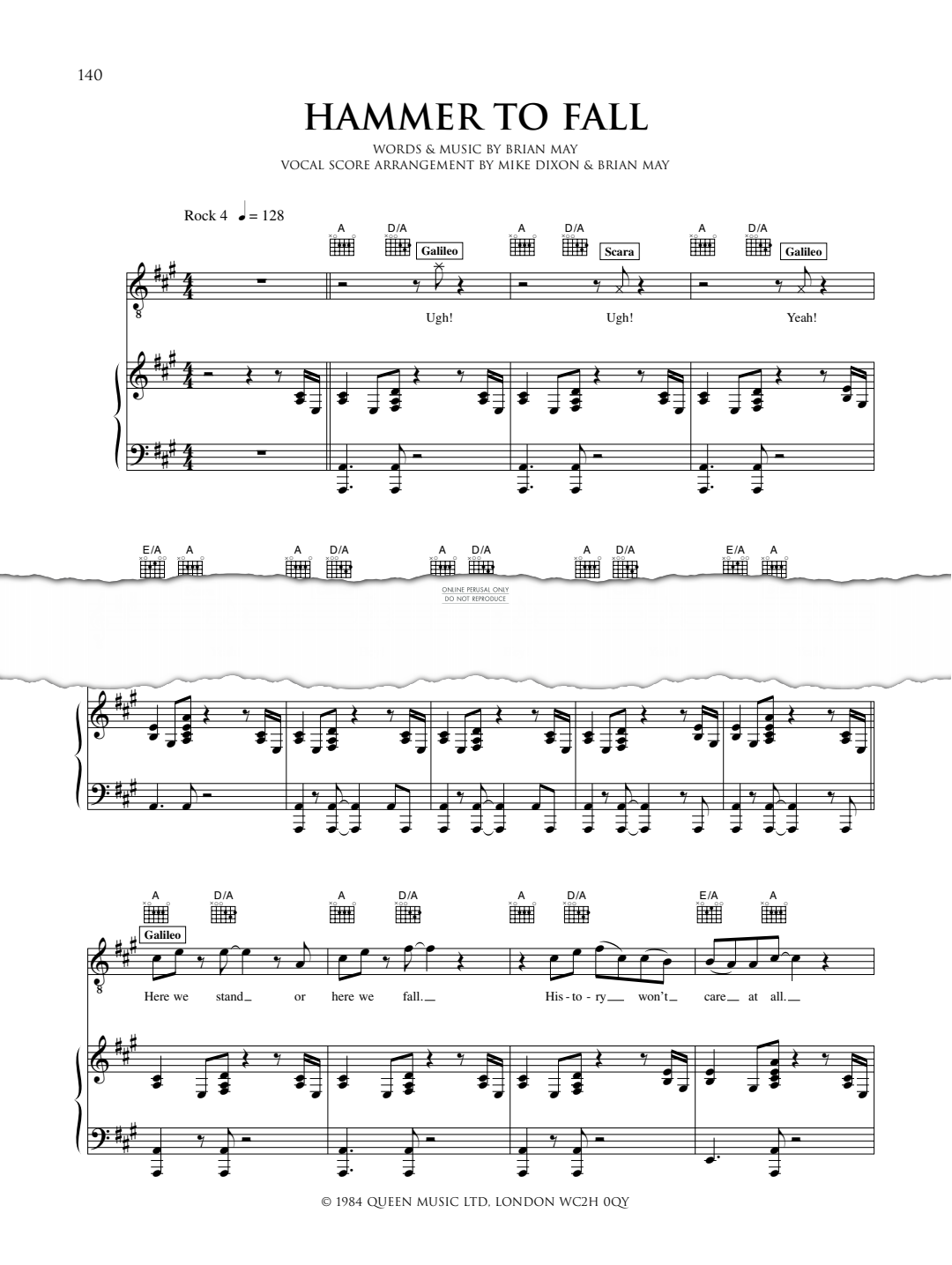 Produktgalerie: Seite 1 von 1 Hammer To Fall (from We Will Rock You), We Will Rock You Cast, Gesang, Gitarre, Klavier