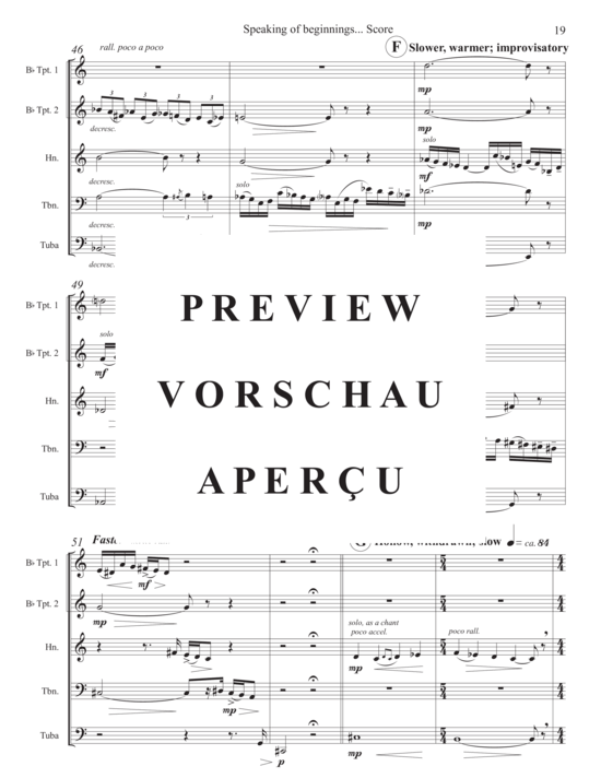 Produktgalerie: Seite 21 von 21 Speaking of Beginnings... , , (Blechbläser Quintett)