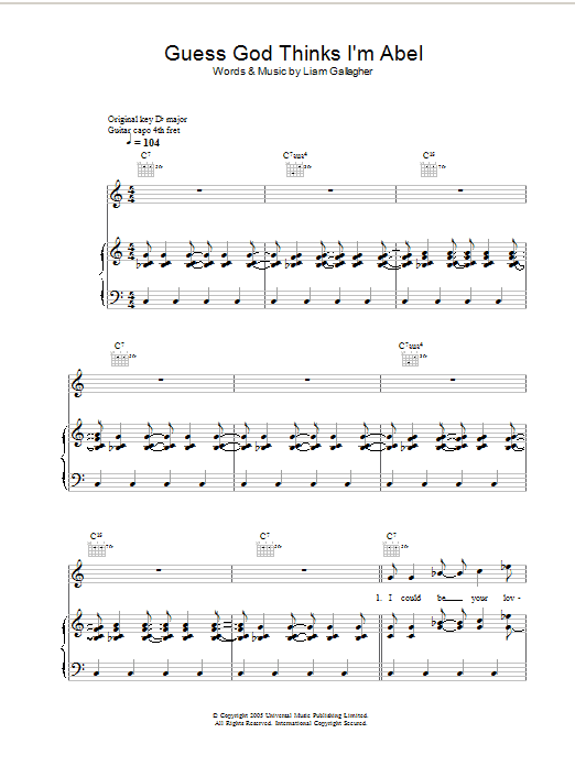 Produktgalerie: Seite 1 von 1 Guess God Thinks I'm Abel, Oasis, Gesang, Gitarre, Klavier