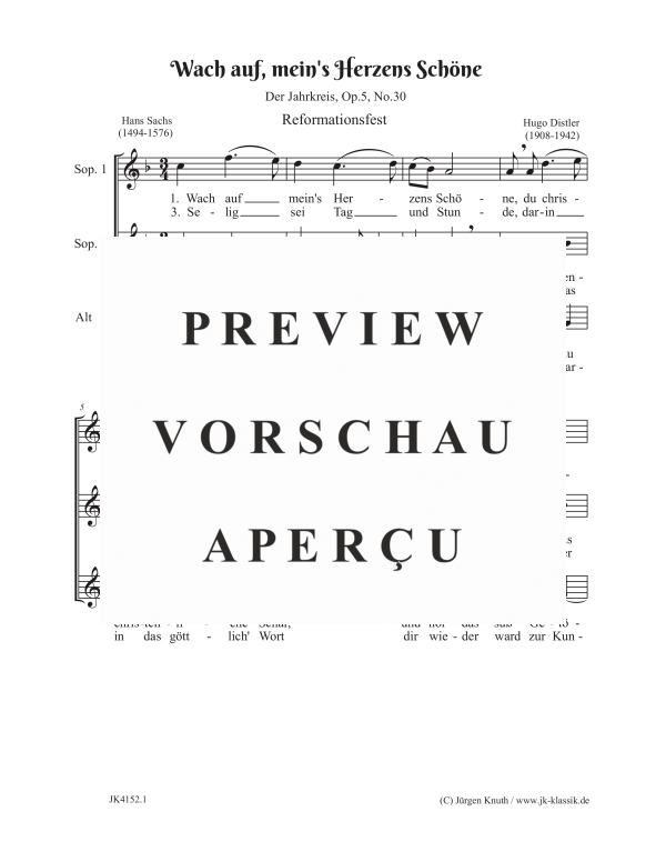 gallery: Wach auf, mein´s Herzens Schöne (Der Jahrkreis, Op.5, Nr.30), , Frauenchor SSA