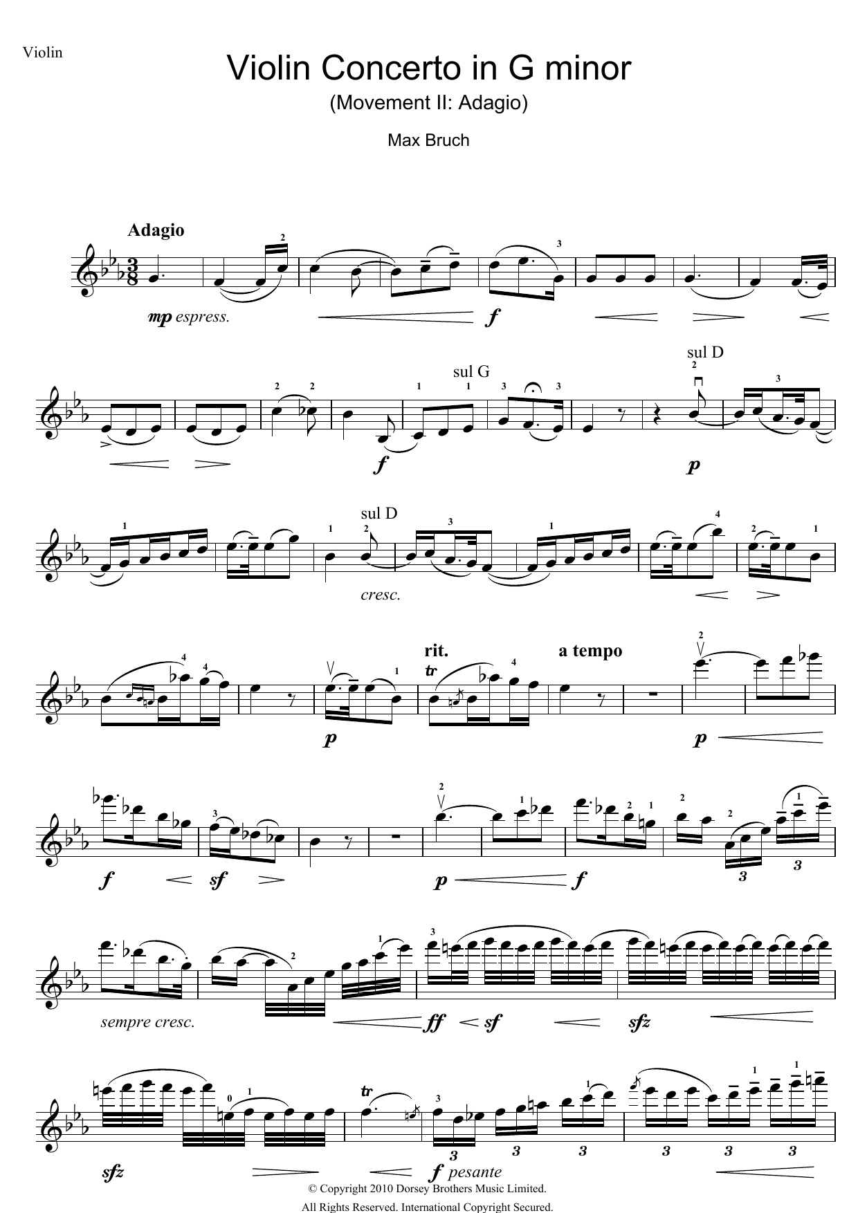 Product gallery: Page 1 of 1 Violin Concerto No.1 In G Minor (2nd Movement), Max Bruch