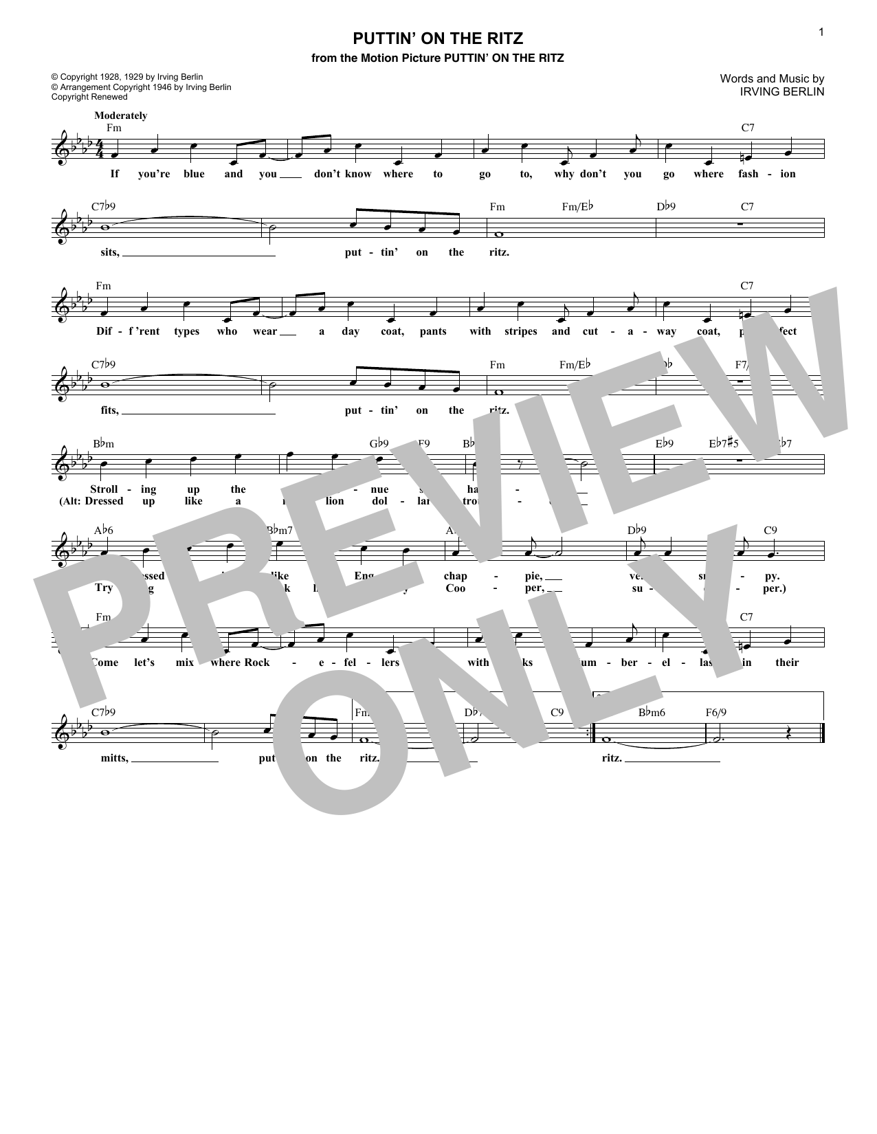 Product gallery: Page 1 of 1 Puttin' On The Ritz, Irving Berlin
