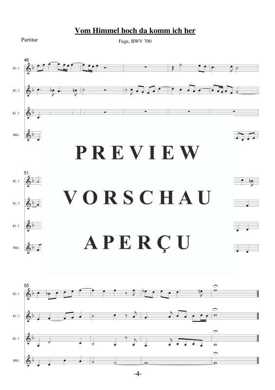 gallery: Vom Himmel hoch da komm ich her Fuge, , Klarinettenquartett