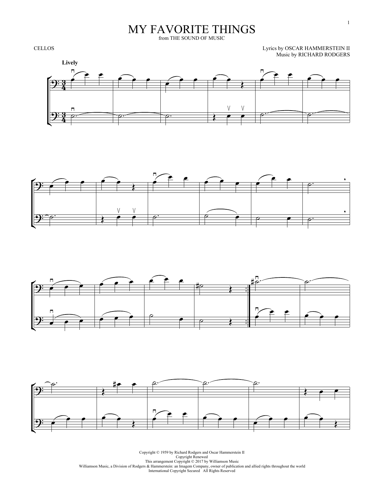 Produktgalerie: Seite 1 von 1 My Favorite Things (from The Sound Of Music), Rodgers & Hammerstein, Violoncello