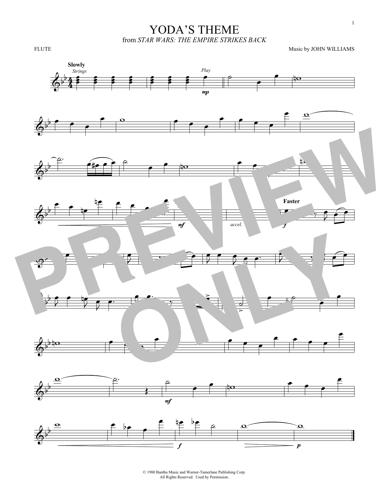 Product gallery: Page 1 of 1 Yoda's Theme (from Star Wars: The Empire Strikes Back), John Williams
