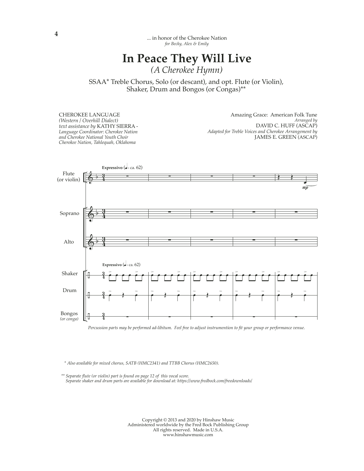 Produktgalerie: Seite 1 von 1 In Peace They Will Live (A Cherokee Hymn), James E. Green, Chor