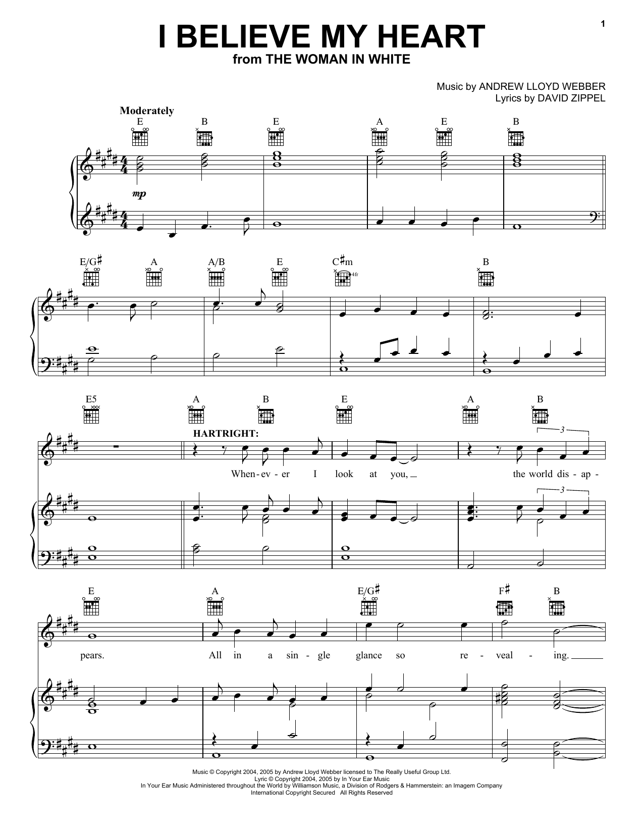 Produktbild zu: I Believe My Heart (from The Woman In White)