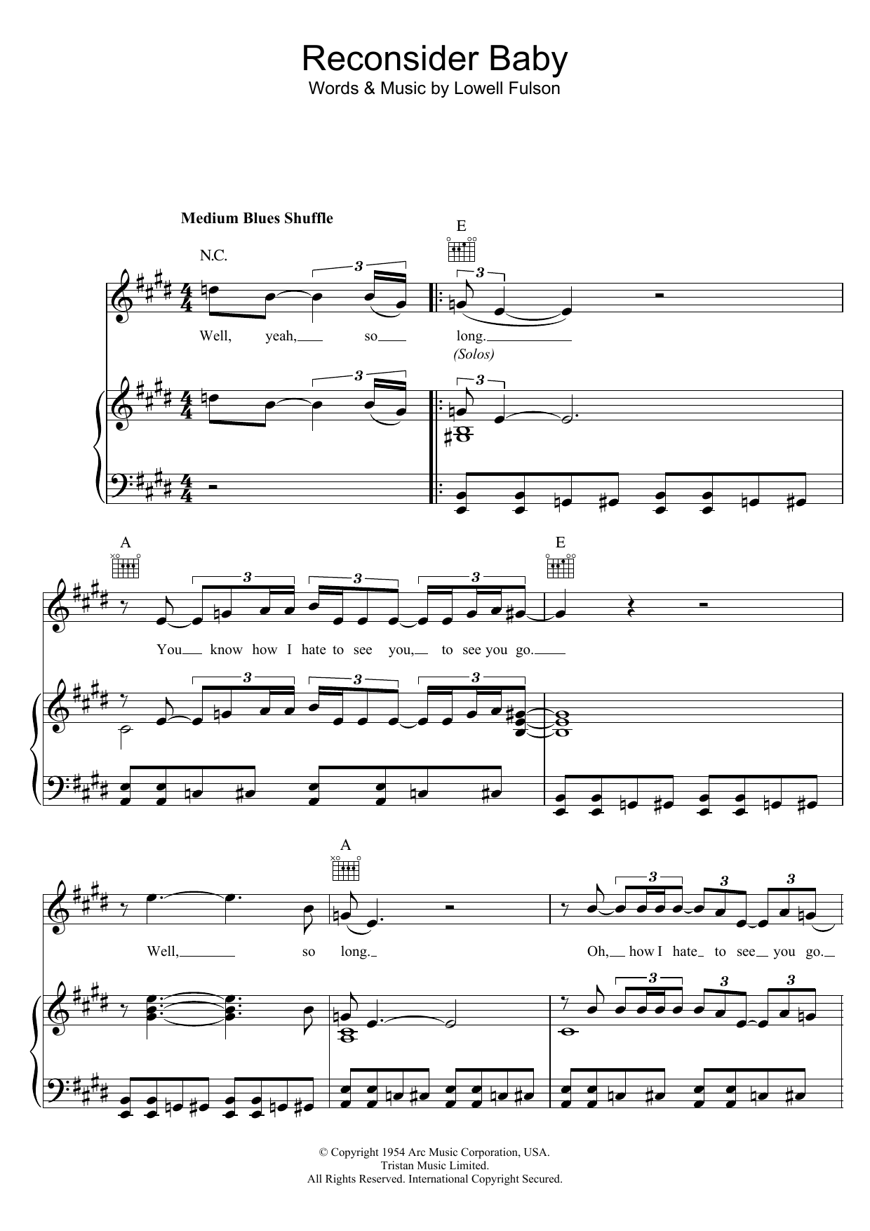 Produktgalerie: Seite 1 von 1 Reconsider Baby, Elvis Presley, Gesang, Gitarre, Klavier