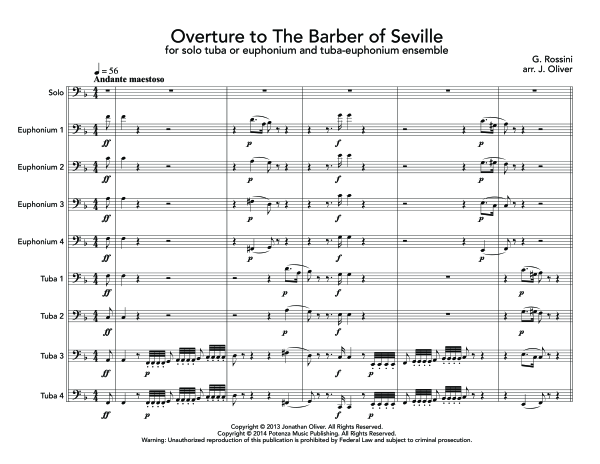 Produktgalerie: Seite 1 von 11 Overture to the Barber of Seville, , (Blechbläser Ensemble Euphonium/Tuba + EEEETTTT)