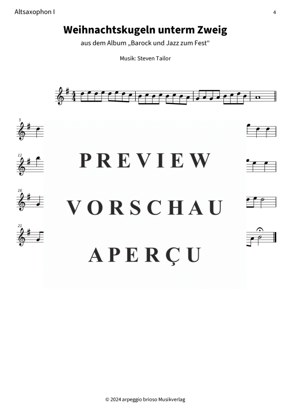 Product gallery: Page 6 of 7 Weihnachtskugeln unterm Zweig - aus dem Album Barock und Jazz zum Fest, , (Duet 2x alto saxophone)