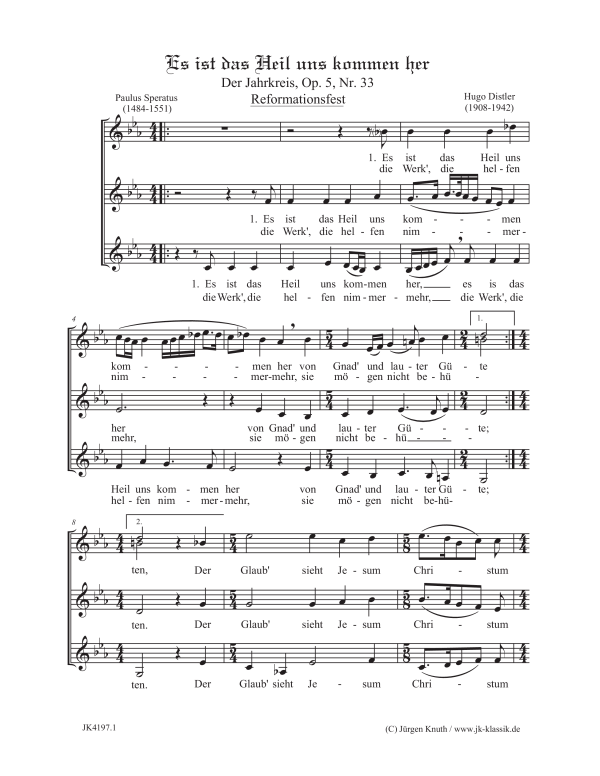 gallery: Es ist das Heil uns kommen her (Der Jahrkreis, Op.5, Nr.33), , Frauenchor SSA