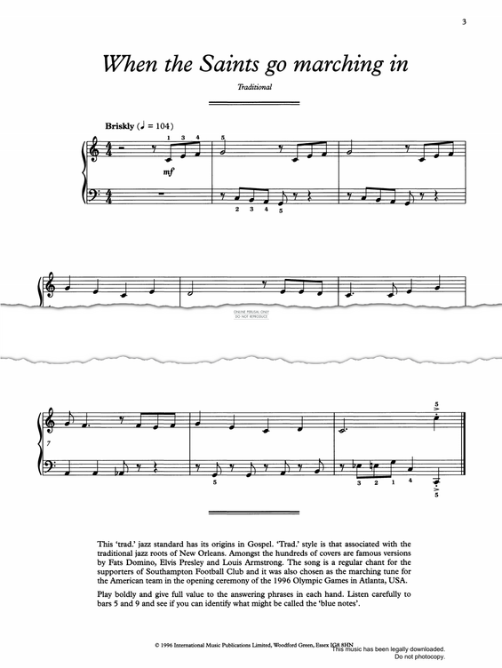 Produktgalerie: Seite 1 von 1 When The Saints Go Marching In, Traditional, Klavier