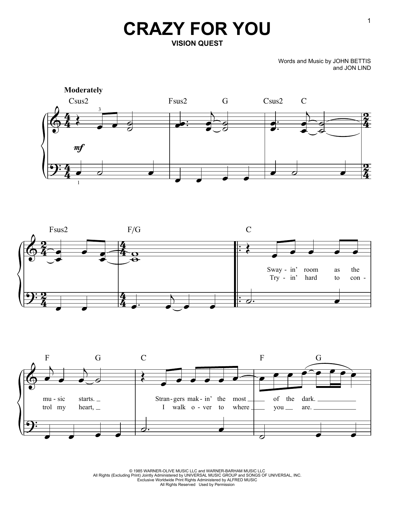 Produktgalerie: Seite 1 von 1 Crazy For You, Madonna, Klavier