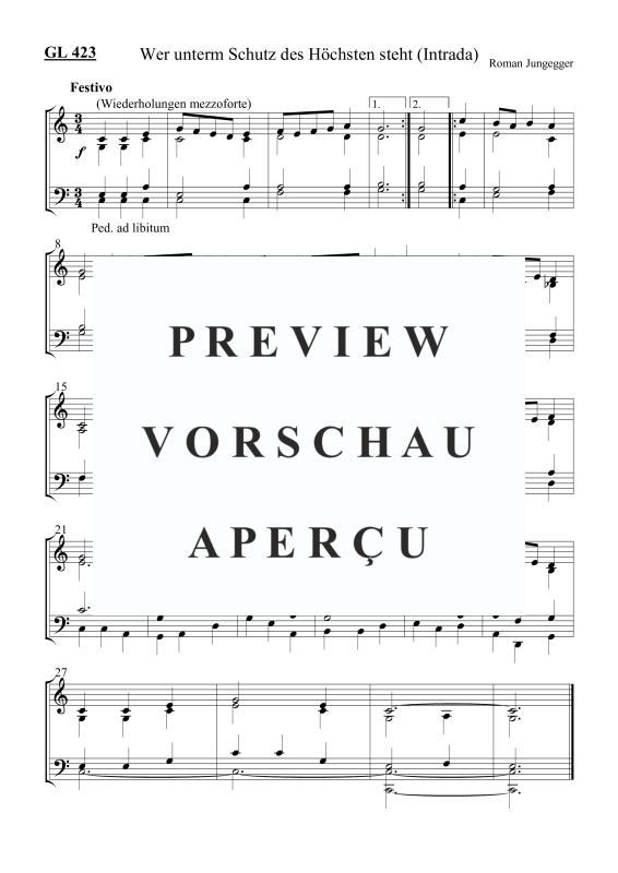 Product picture to: Wer unterm Schutz des Höchsten steht (Intrada) GL 423Roman Jungegger