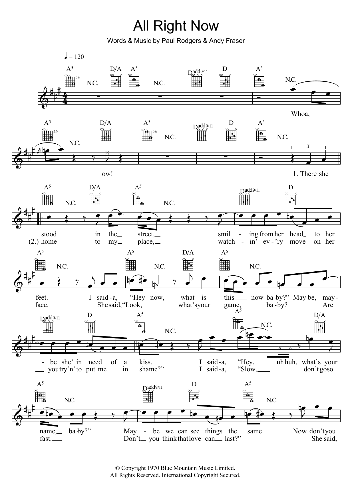 Produktgalerie: Seite 1 von 1 All Right Now, Free, Melodieinstrument