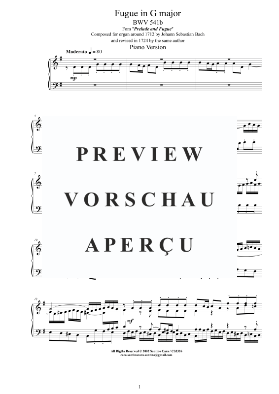 Produktgalerie: Seite 2 von 7 Fuge in G-Dur BWV 541b - Piano Version, , Klavier Solo