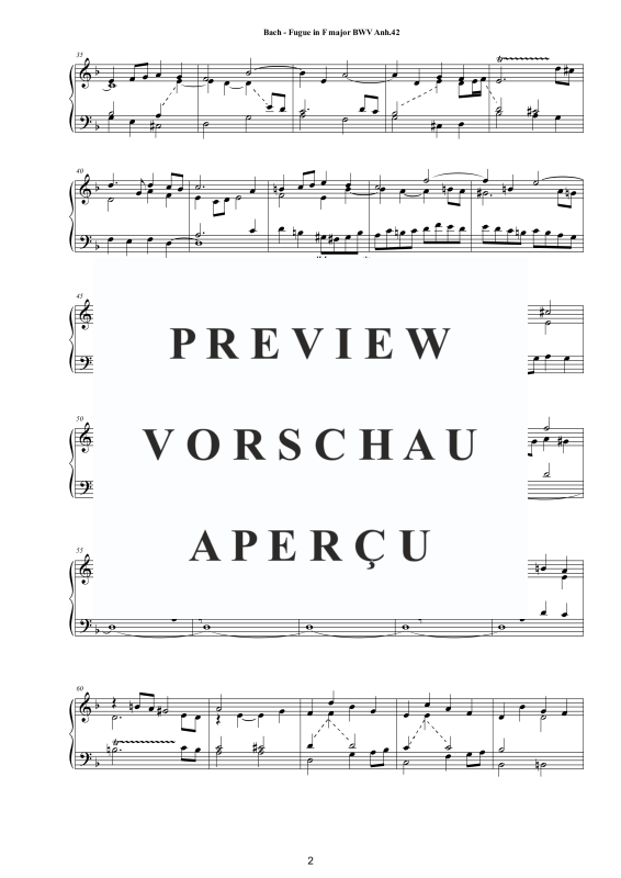 Produktgalerie: Seite 3 von 4 Fugue In F major BWV Anh.42, , Klavier Solo
