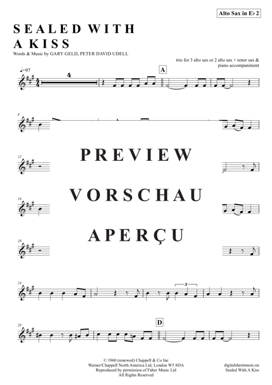 Product gallery: Page 8 of 16 Sealed With A Kiss (Saxophon Trio AAA(T) , Donovan, Jason,  + piano)