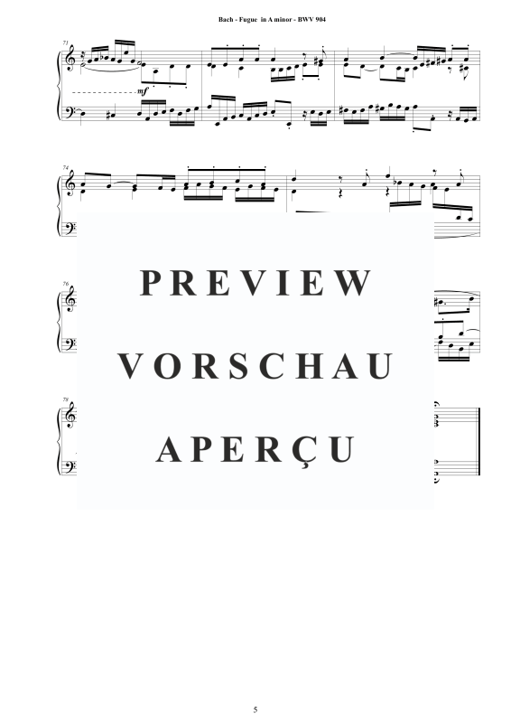 Produktgalerie: Seite 6 von 6 Fuge in A-Moll BWV 904b, , Klavier Solo
