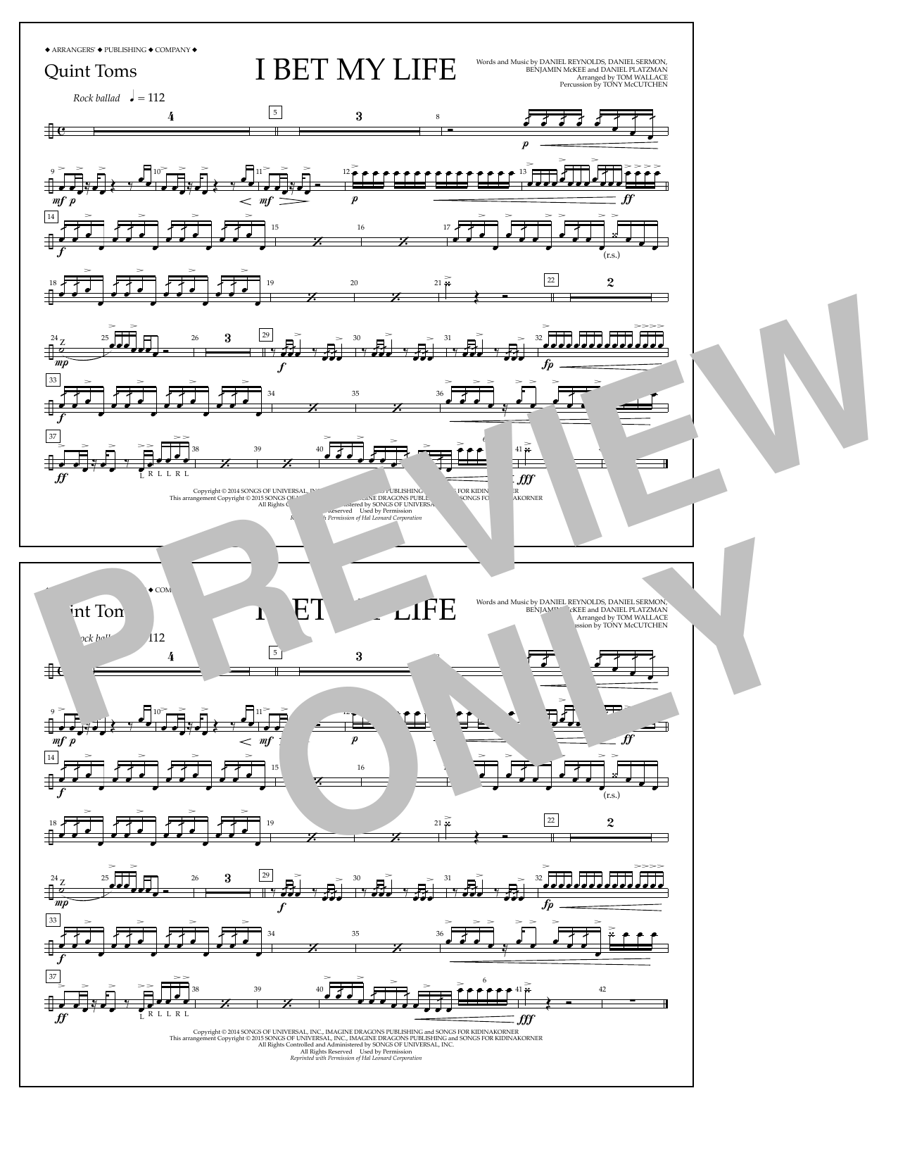 Produktgalerie: Seite 1 von 1 I Bet My Life - Quint-Toms, Tom Wallace, Ensemble