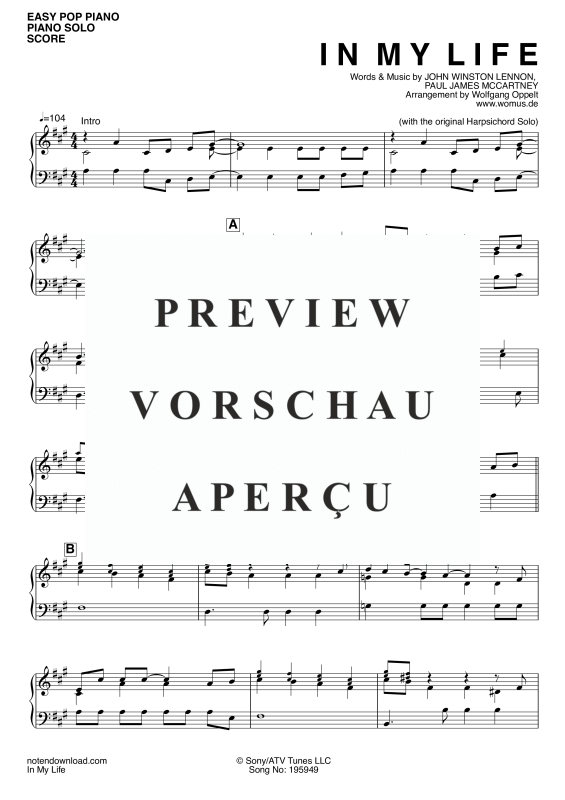 Produktgalerie: Seite 4 von 6 In My Life, Beatles, The, (Klavier einfach)